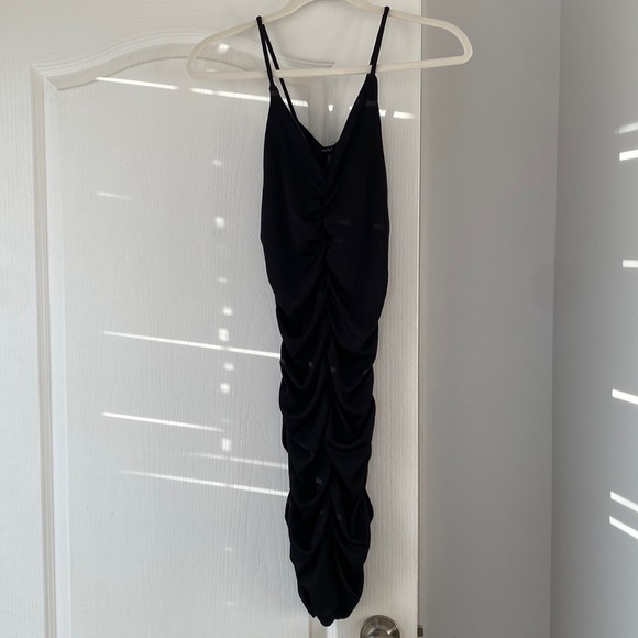 Black Ruched Bodycon Dress - Picture 1 of 3